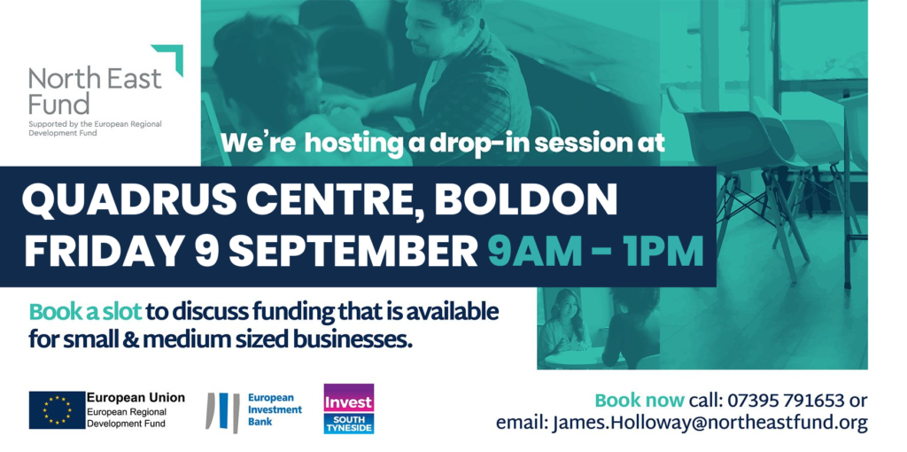 We're hosting a drop-in session at Quadrus Centre, Boldon on Friday 9th September 9AM - 1PM