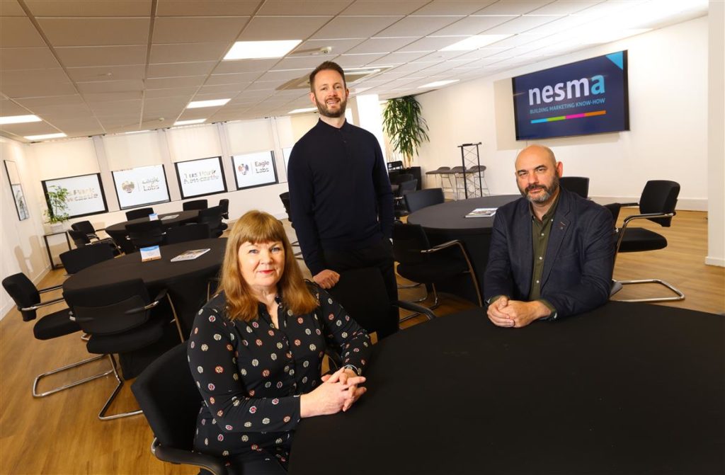 : (from left) Veronica Swindale, Managing Director at nesma, Mike Guellard, Senior Investment Executive at NEL Fund Managers, and Paul Sutherland, Commercial Director at nesma.