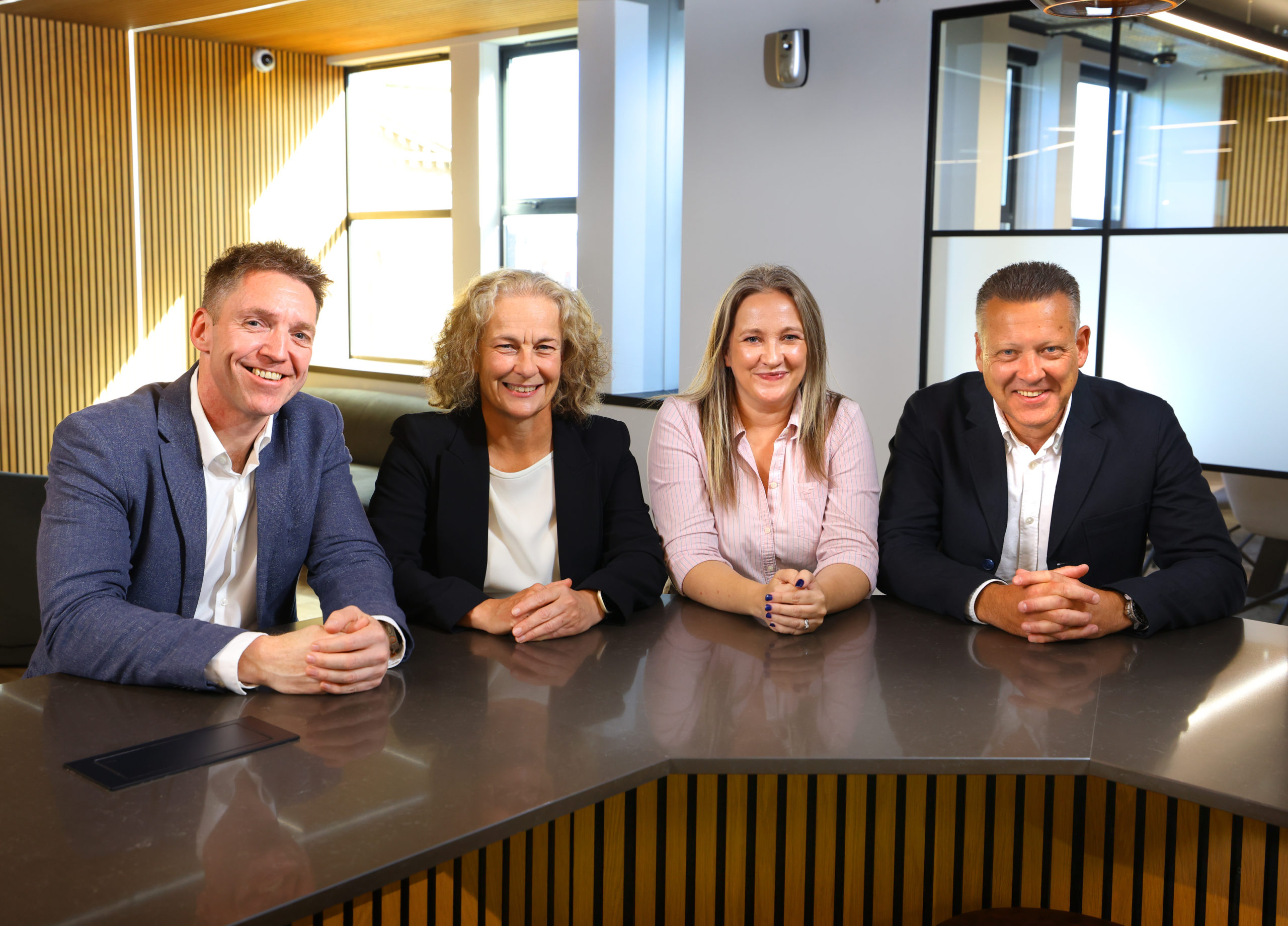 Pictured from left to right: Gareth Humphreys, CEO, Solution Performance Group (SPG) Jane Siddle, Senior Investment Executive, NEL Fund Managers Carolyn McTaggart, Director of Operations, Solution Performance Group (SPG) Mark Wharton, Senior Portfolio Executive, NEL Fund Managers