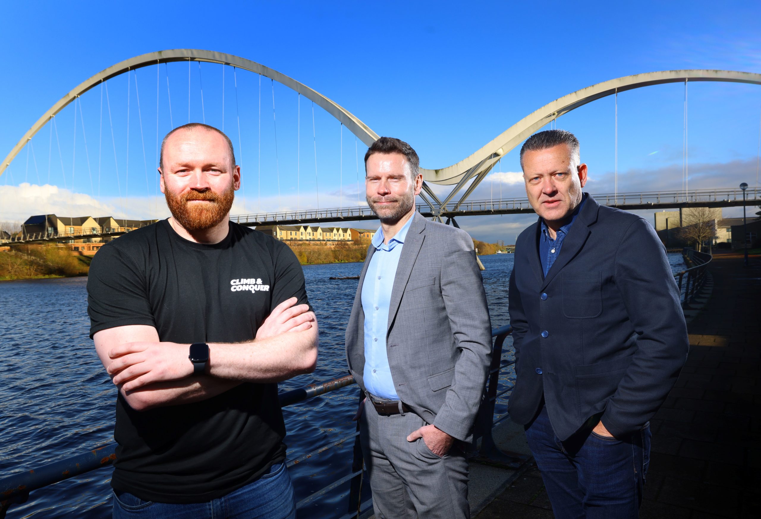 Pictured from left to right, Shane Parkins, Founder of Climb & Conquer, Jonathan Armitage, Investment Executive at NEL Fund Managers & Mark Wharton, Senior Portfolio Executive at NEL Fund Managers